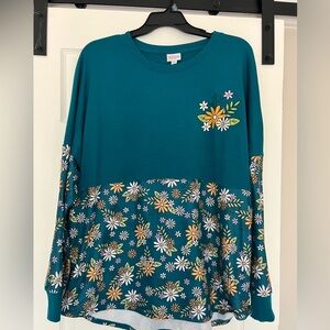 LuLaRoe Floral Teal Long Sleeve Top